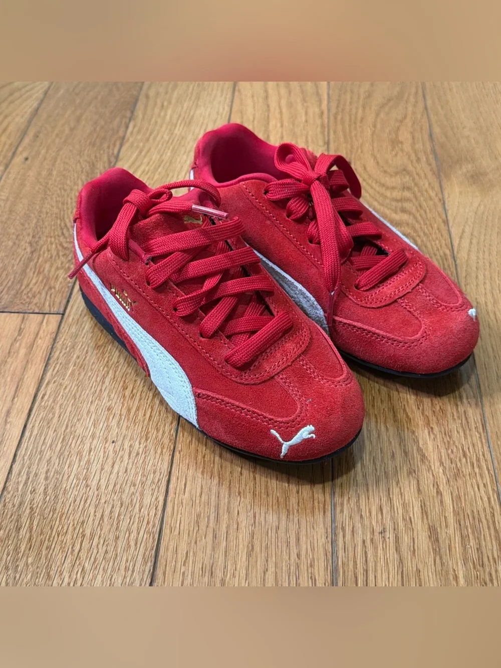 Kid Size 1C PUMA Speedcat OG Athletic Shoe -Red / White.